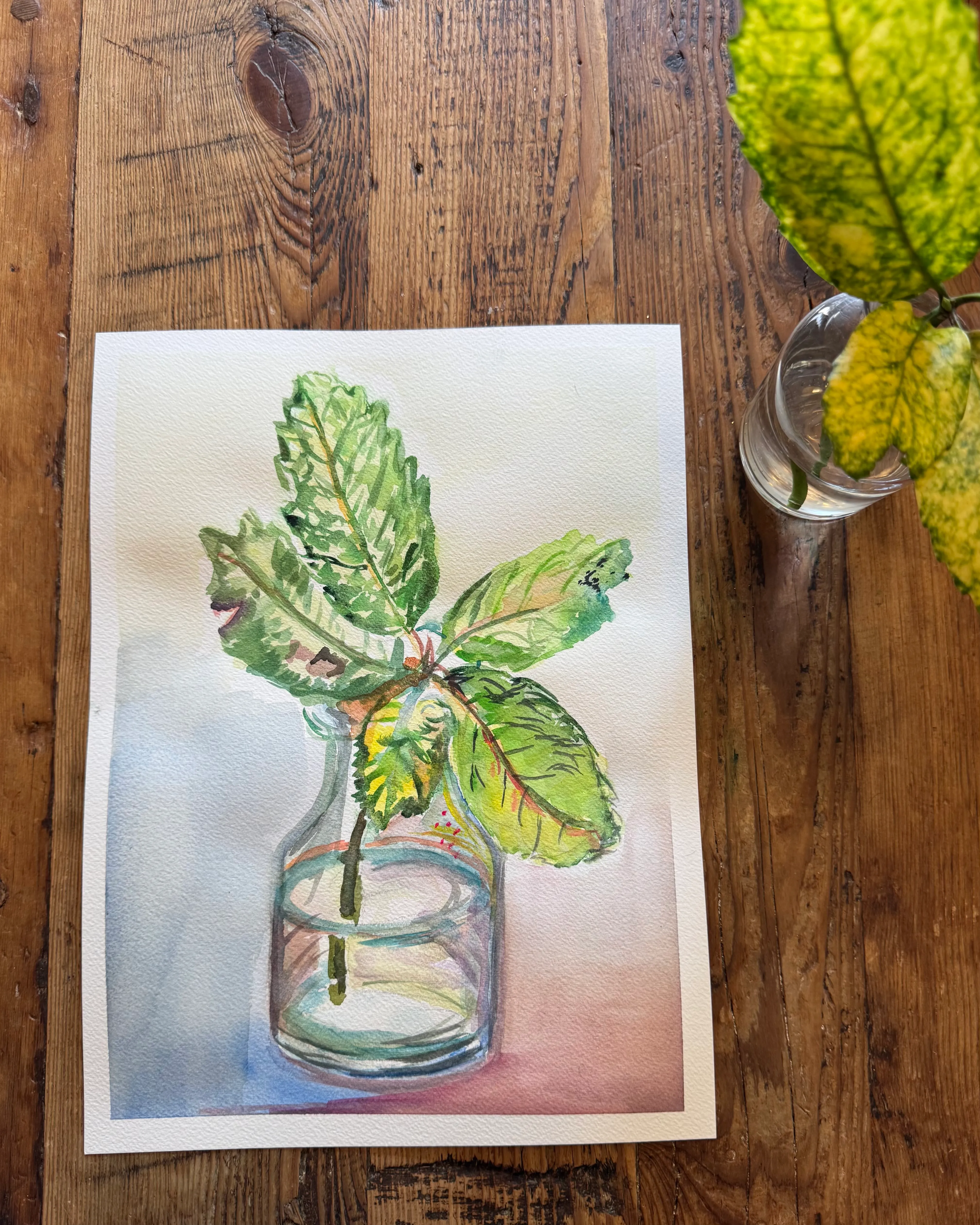 Leaves in a small vase