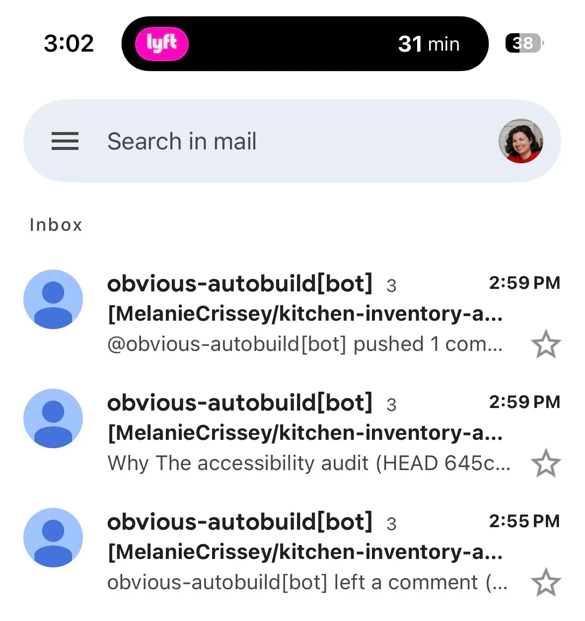 Email notifications from the Obvious Autobuild bot