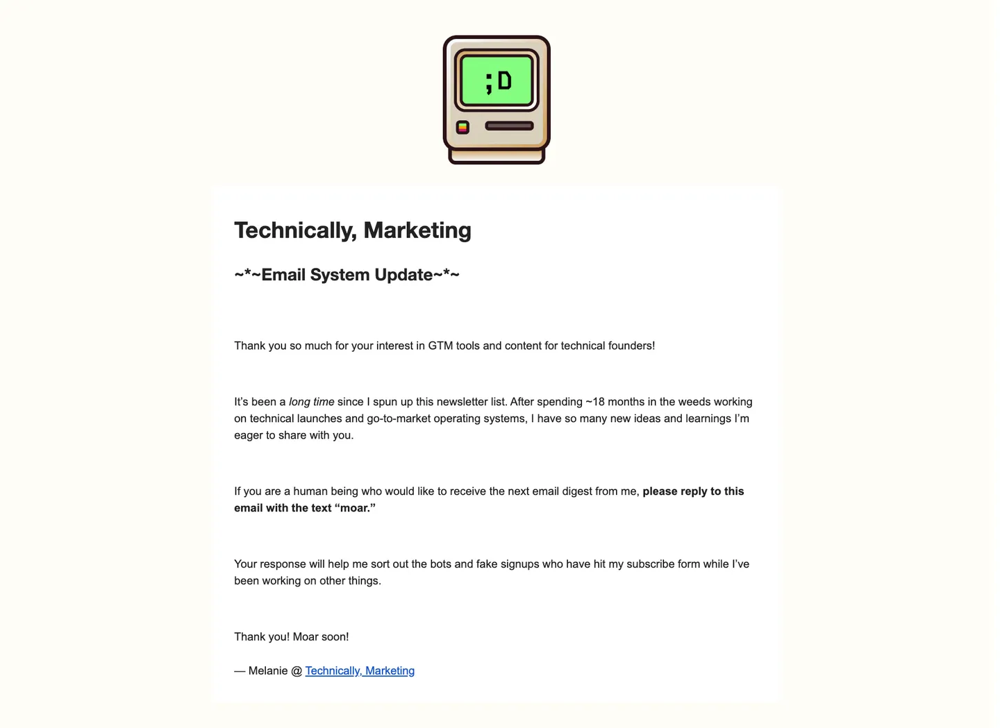 Re-permission email screenshot